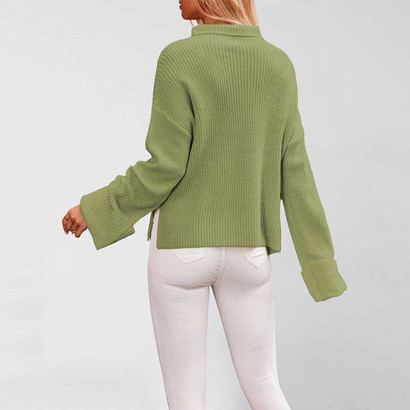 Damen Strickpullover mit hochschließendem Kragen Drune