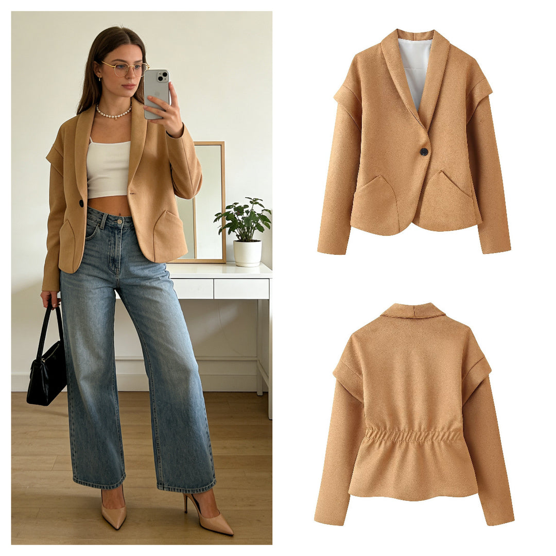 Damen elegante Blazerjacke mit praktischen Taschen und modernem Schnitt Drune