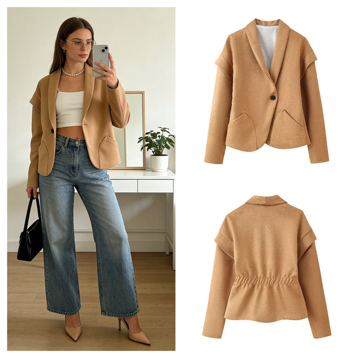 Damen elegante Blazerjacke mit praktischen Taschen und modernem Schnitt Drune