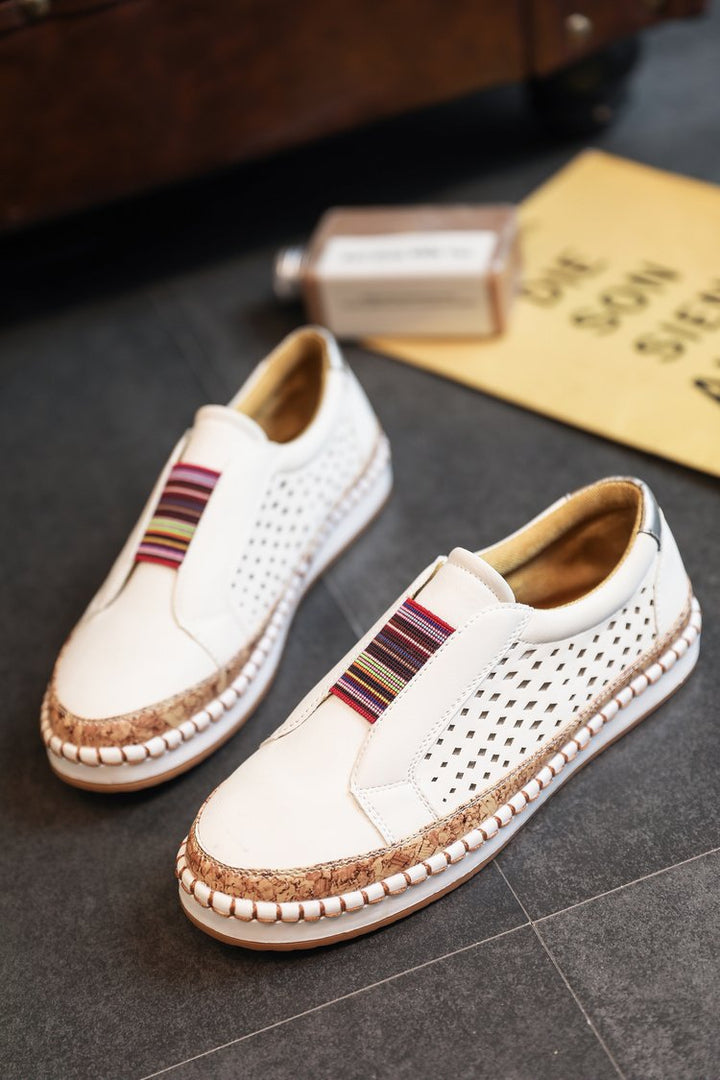Damen nan leichte Slipper-Sneaker mit Korkrand und perforiertem Obermaterial Drune