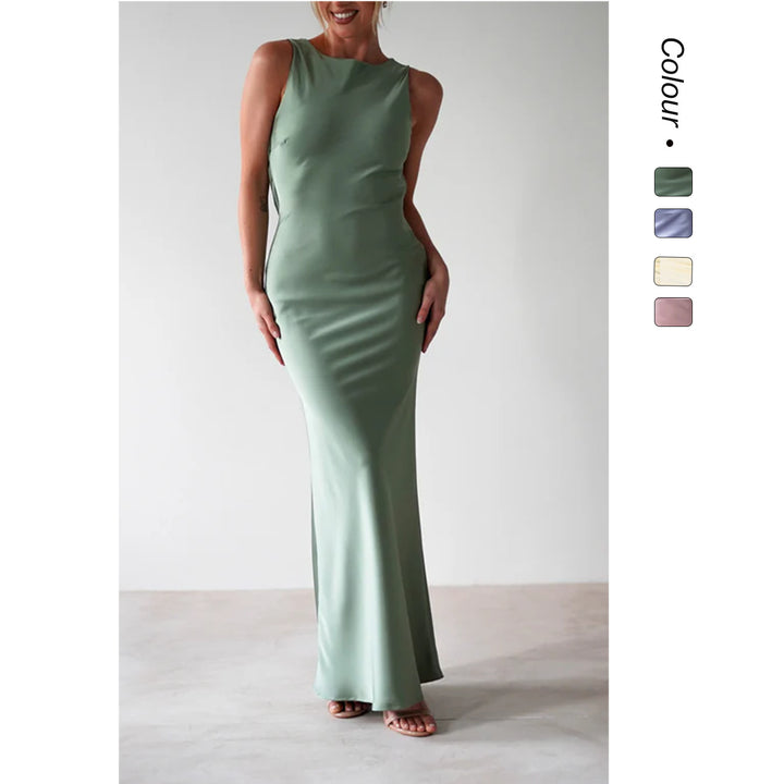 Damen Maxikleid im eleganten Satin-Look mit figurbetonendem Schnitt Drune
