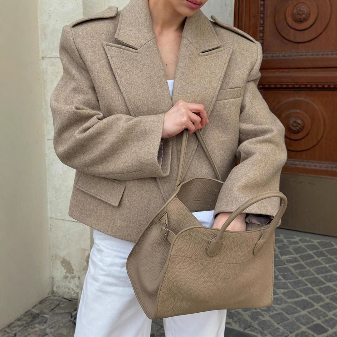 Damen Modischer Oversize-Blazer mit schmalen Revers Drune