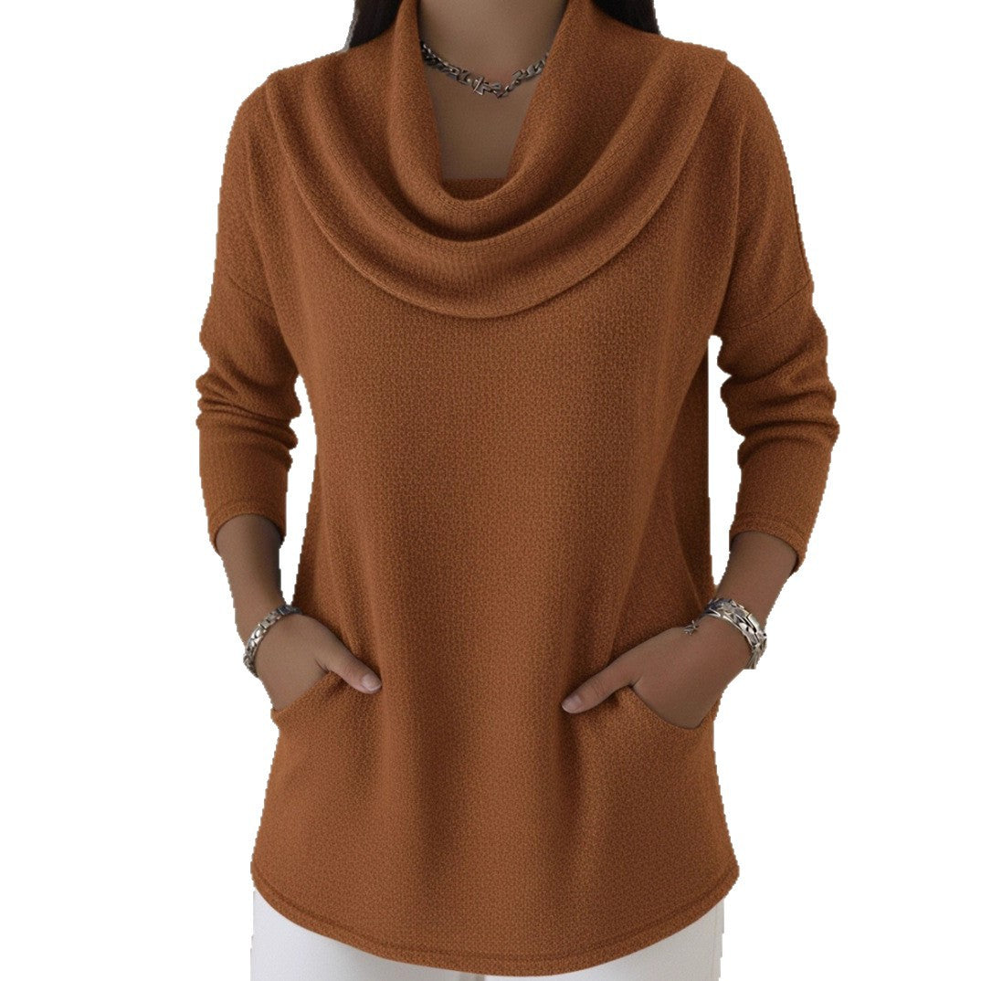 Damen Kuscheliger Feinstrick-Pullover mit Schalkragen und Eingrifftaschen Drune