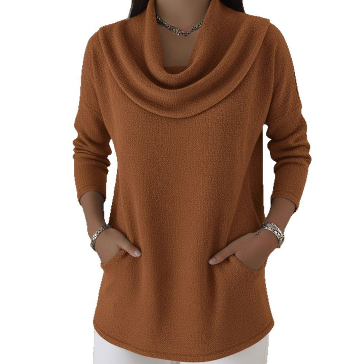 Damen Kuscheliger Feinstrick-Pullover mit Schalkragen und Eingrifftaschen Drune