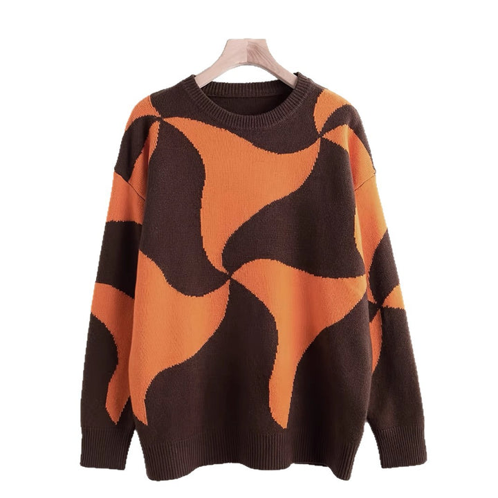 Damen Übergroßer Pullover mit einzigartigem Muster Drune