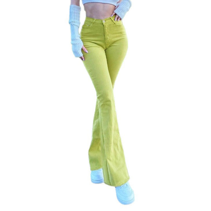 Damen High-Waist Flared-Hose aus Stretch-Cord mit taillenformendem Schnitt Drune