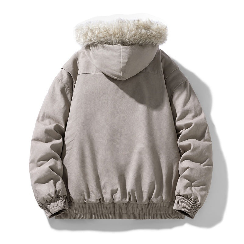Unisex gesteppte Winterjacke mit Kunstfellkapuze und thermischer Füllung Drune