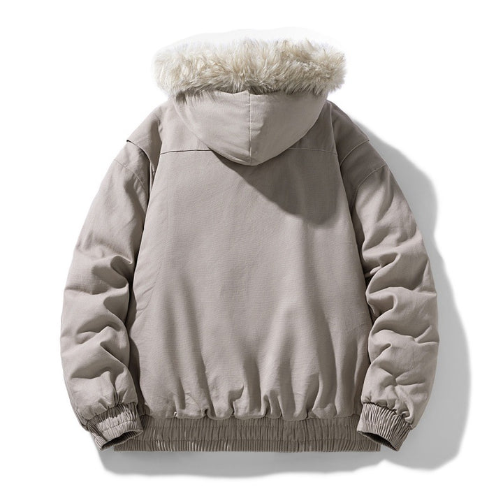 Unisex gesteppte Winterjacke mit Kunstfellkapuze und thermischer Füllung Drune