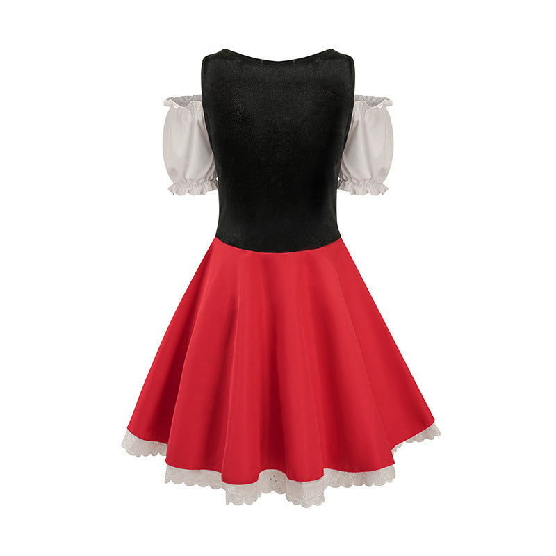 Damen nan traditionelles Dirndlkleid mit Schnürcorsage und Carmenärmeln Drune