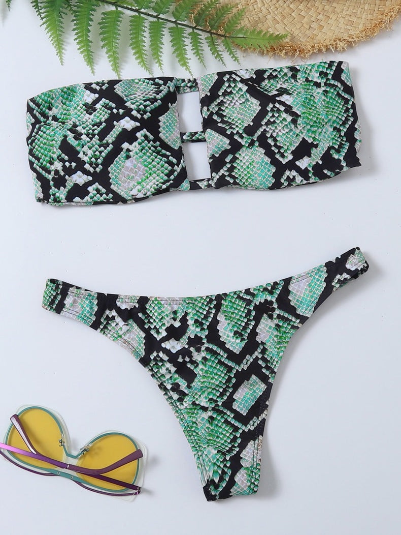 Damen Bandeau-Bikini-Set mit modischem Cut-Out Drune