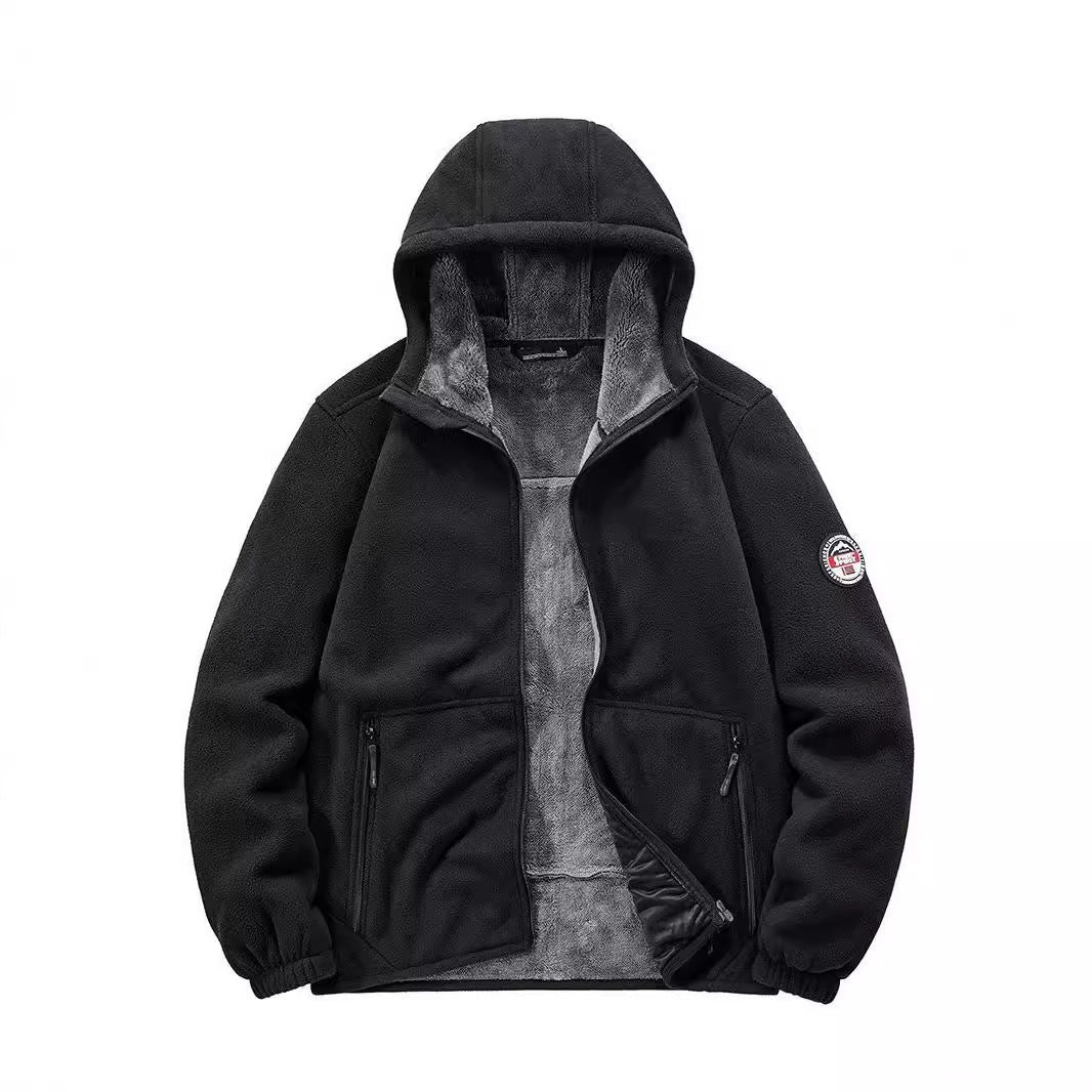 Herren Isolierte Fleece-Hoodiejacke mit Sherpa-Innenfutter und Zwei-Wege-Reißverschluss Drune