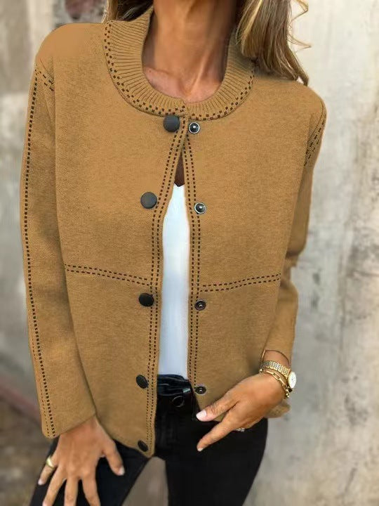 Drune | Strickjacke Lockere Passform Stricktextur Knopfverschluss Rundhals