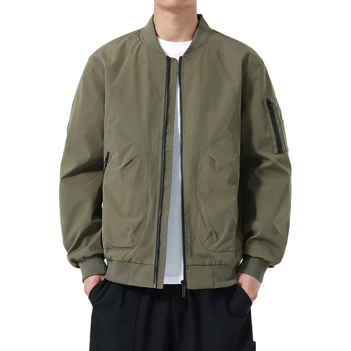 Herren Leichte Bomberjacke im Utility‑Style mit Ärmeltasche und Rippenbündchen Drune