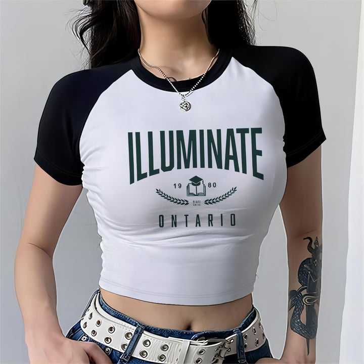 Damen Crop-Top mit motivierendem Schriftzug und lässigem Schnitt Drune