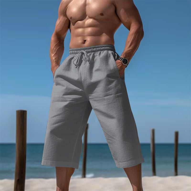 Herren nan lässige knielange Bermuda-Shorts mit elastischem Bund und Tunnelzug Drune