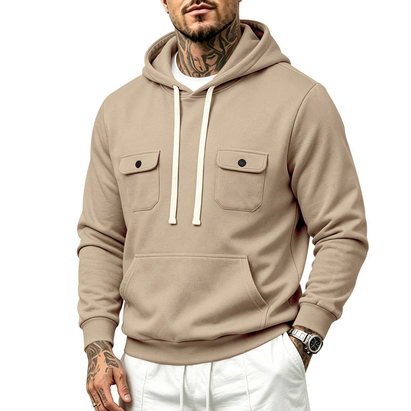 Herren Kapuzenpullover mit Brustklappen- und Kängurutasche Drune