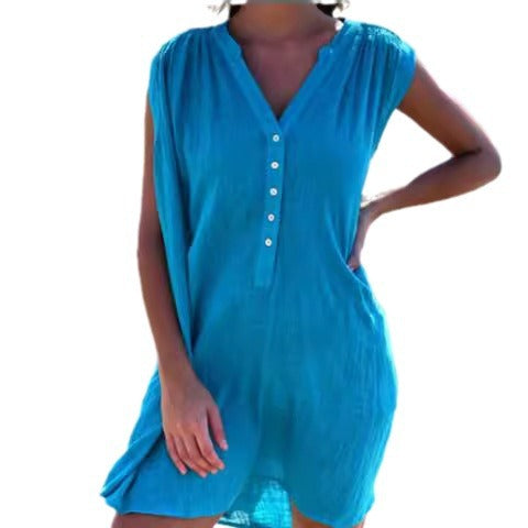 Damen Strandkleid mit Knopfleiste Drune