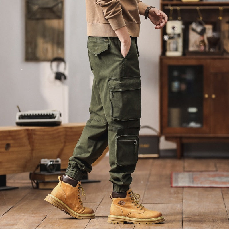 Herren Robuste Cargo-Jogginghose mit Multifunktions-Taschen Kordelzug elastische Bündchen Drune