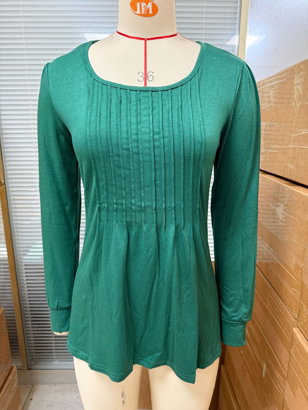 Damen Langarmshirt mit dekorativen Falten Drune