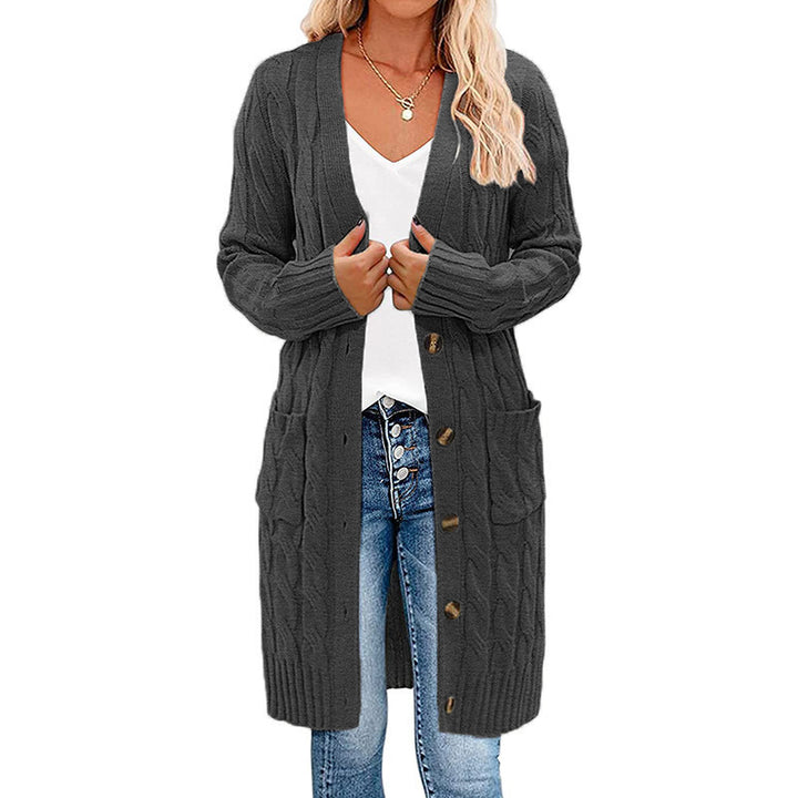 Damen Grobstrick Cardigan mit tiefen Taschen und dekorativem Zopfdesign Drune