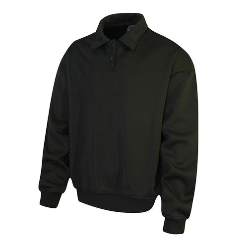 Herren Polo‑Sweatshirt im Oversize‑Relaxed‑Fit mit Rippbündchen und Knopfleiste Drune