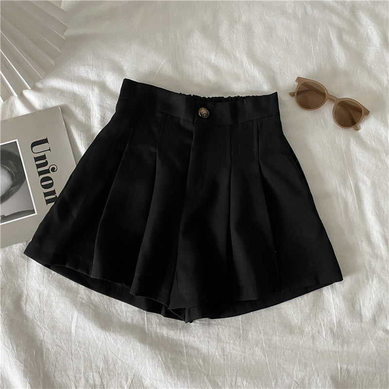 Damen elegante Shorts mit Faltenwurf und Knopfdetail