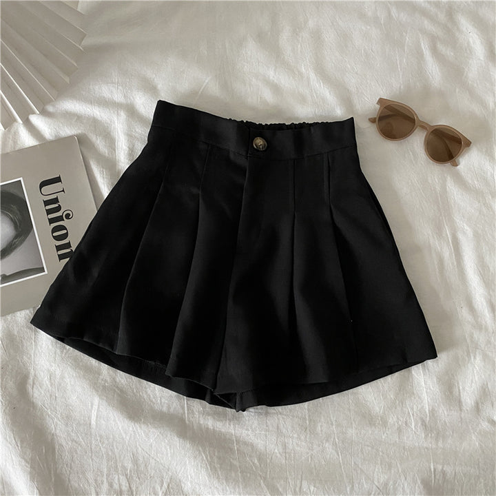 Damen elegante Shorts mit Faltenwurf und Knopfdetail