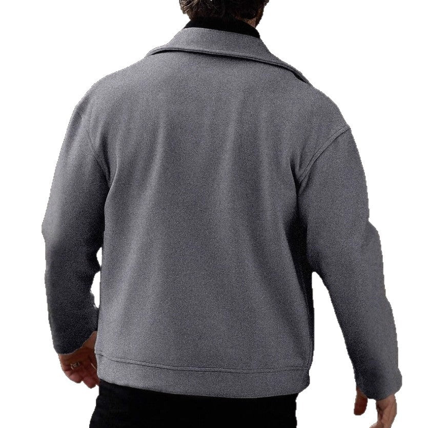 Herren Oversized Bikerjacke aus Wollmix mit asymmetrischem Reißverschluss und Druckknopf-Details Drune