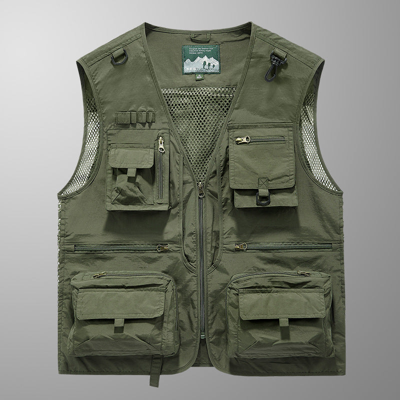 Herren Multifunktionale Outdoorweste mit Mesh‑Belüftung und Mehrfach‑Taschen Drune