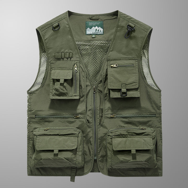 Herren Multifunktionale Outdoorweste mit Mesh‑Belüftung und Mehrfach‑Taschen Drune