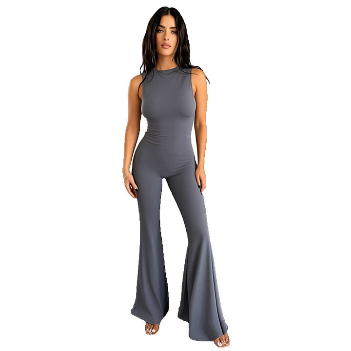 Damen Fließender Jumpsuit mit ausgestellt Bein Drune
