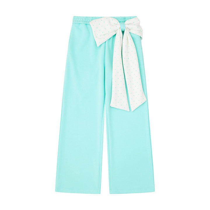 Damen Culotte-Jogginghose mit weitem Bein und dekorativer Tupfen-Schleife Drune