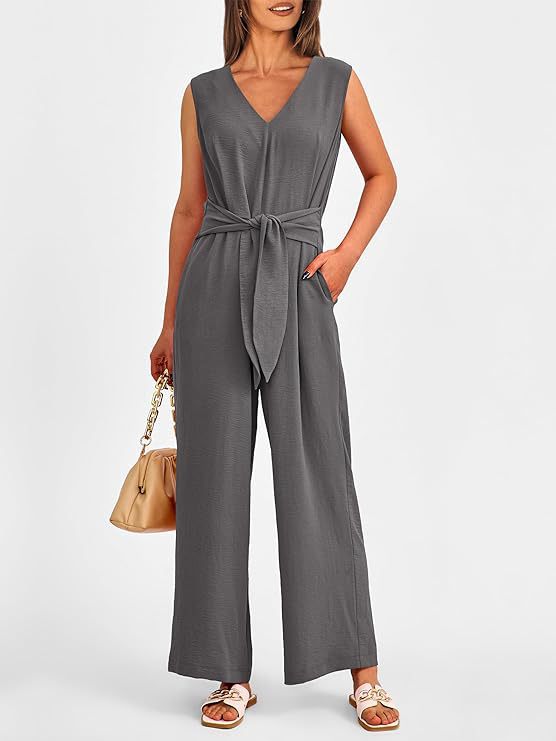 Damen eleganter Jumpsuit mit tailliertem Schnitt und weitem Bein Drune