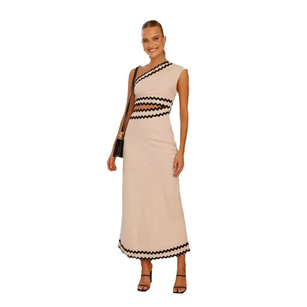 Damen Midi-Kleid mit asymmetrischem Schnitt und Zauberhaften Zick-Zack-Details Drune