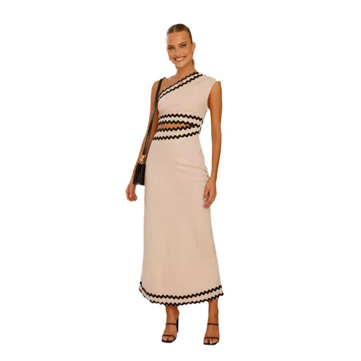 Damen Midi-Kleid mit asymmetrischem Schnitt und Zauberhaften Zick-Zack-Details Drune
