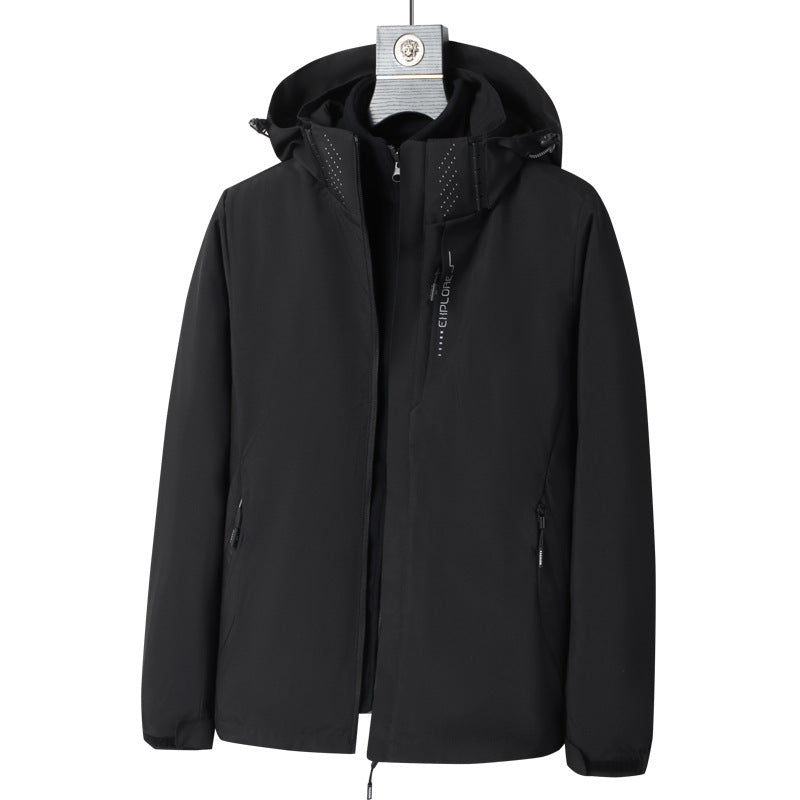 Herren Wind- und wasserabweisende Kapuzenjacke mit ergonomischem Schnitt und verdecktem Reißverschluss Drune
