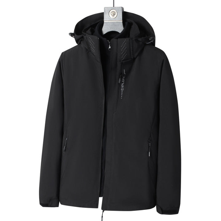 Herren Wind- und wasserabweisende Kapuzenjacke mit ergonomischem Schnitt und verdecktem Reißverschluss Drune