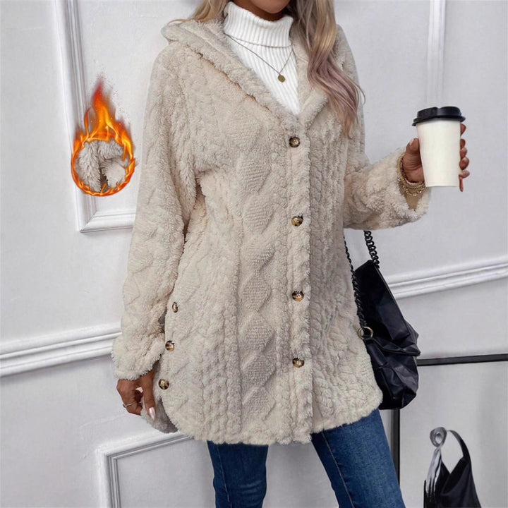 Damen Kuschelige Teddyjacke mit Knopfverschluss Drune