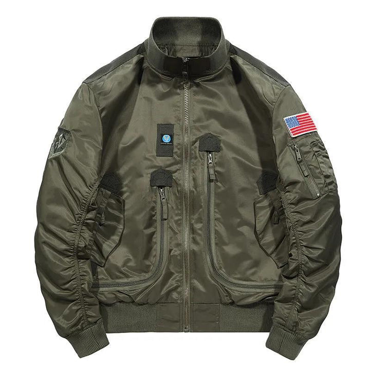 Herren  klassische Bomberjacke im Fliegerstil mit Thermofutter Utility-Taschen und Rippbündchen Drune