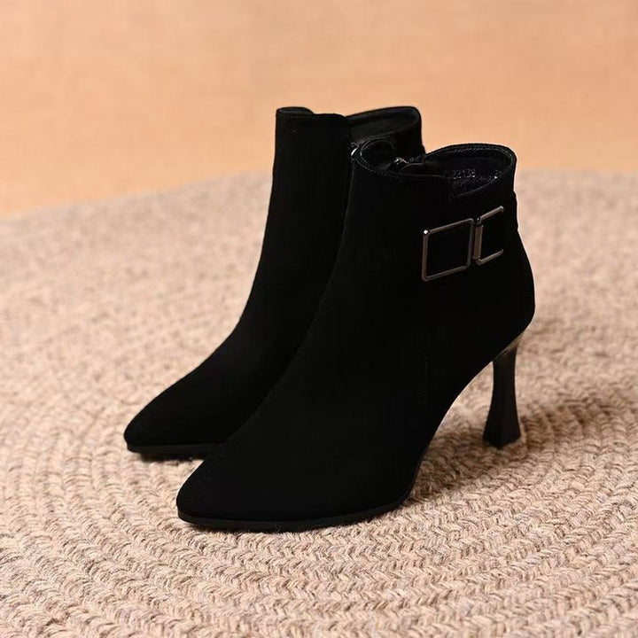 Damen Elegante Stiefeletten mit modischem Schnallen-Detail Drune