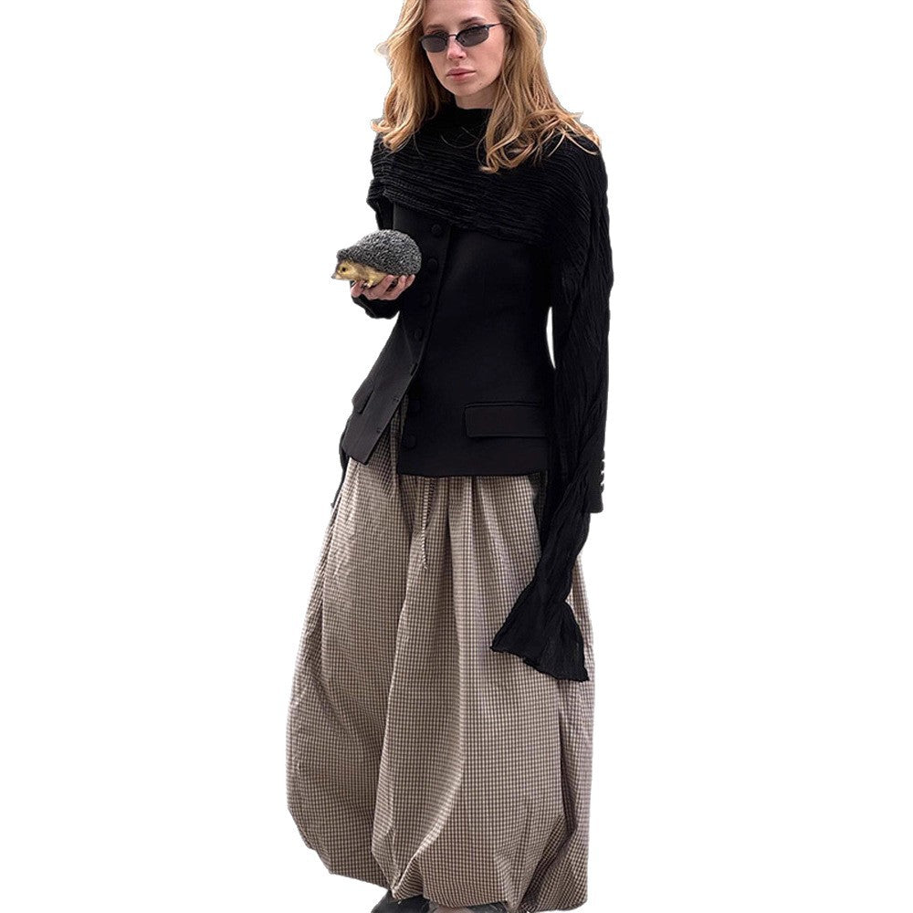 Damen Longline-Wollmantel mit minimalistischer Knopfleiste, strukturierter Schulter und klassischem Reverskragen Drune