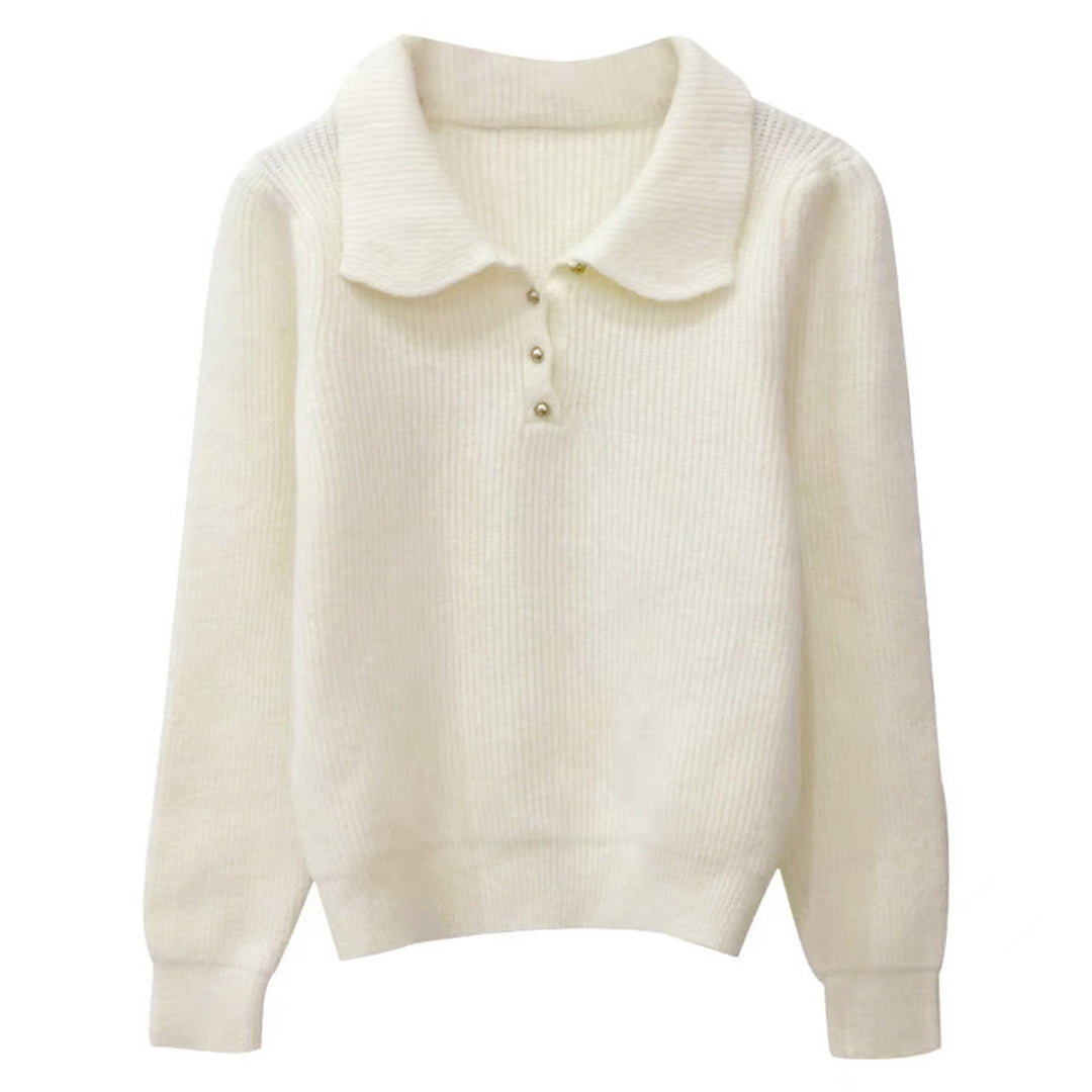 Damen Eleganter Polokragen Pullover aus weichem Strick Drune