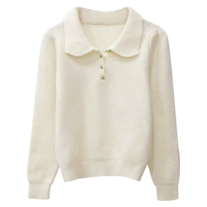 Damen Eleganter Polokragen Pullover aus weichem Strick Drune
