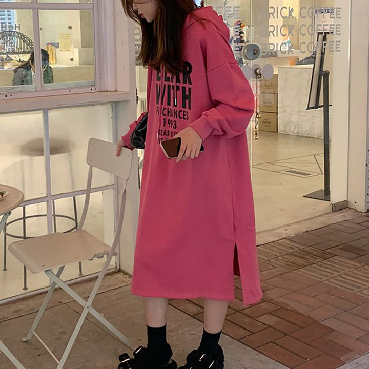 Damen Kapuzenkleid mit lässigem Schnitt und modischem Grafikdesign Drune