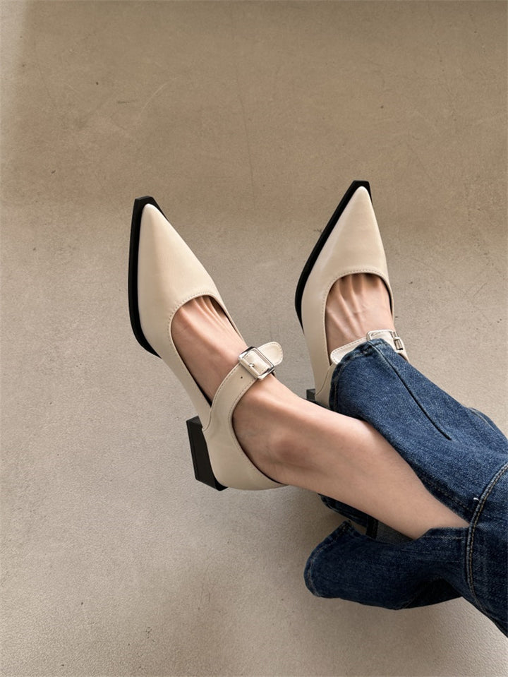 Damen nan spitze Riemchenpumps mit verstellbarem Schnallenriemen und niedrigem Blockabsatz Drune