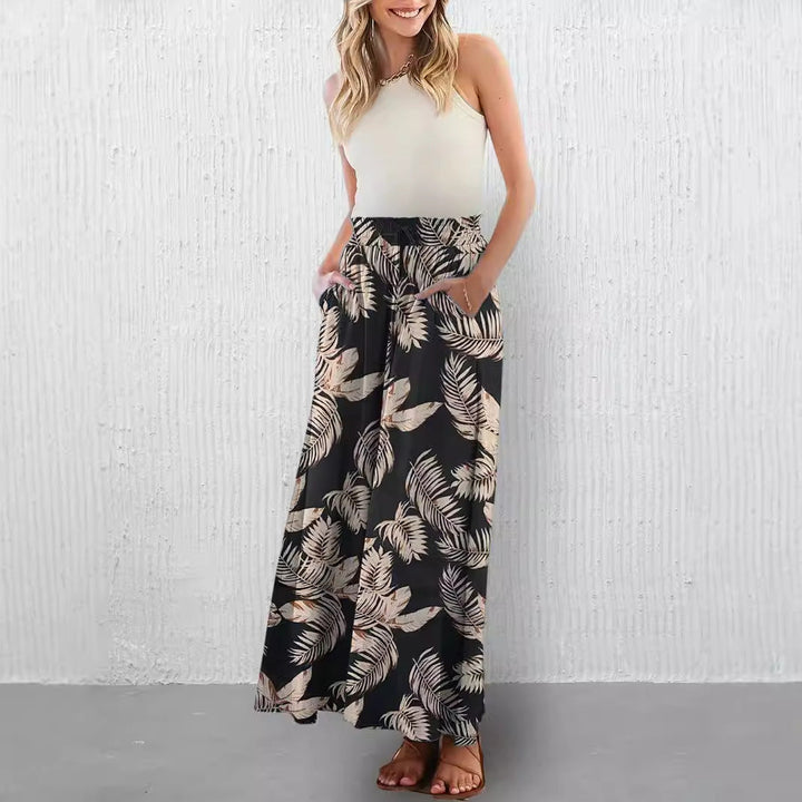 Damen Weite Sommerhose mit buntem Blumenmuster Drune