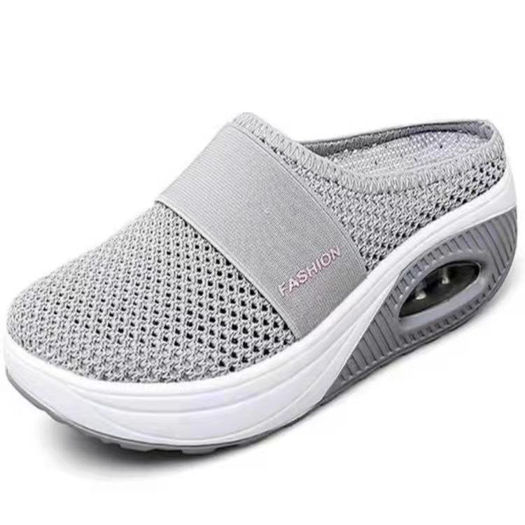 Damen Komfort-Sport-Pantolette mit luftgepolsterter Plateau-Sohle und atmungsaktivem Mesh Drune