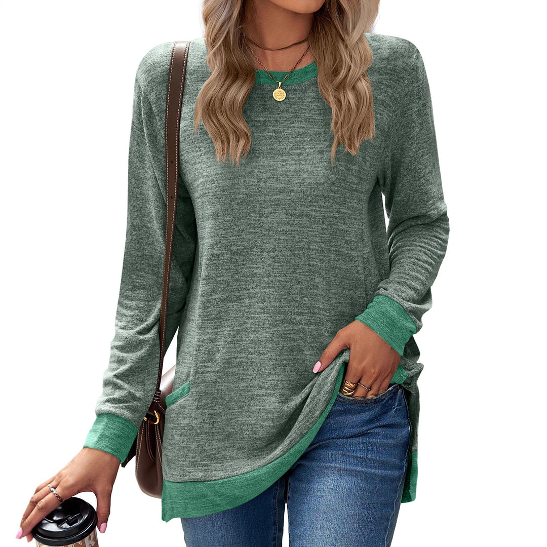 Damen Langarmshirt mit Kontrastdetails und Seitentaschen Drune