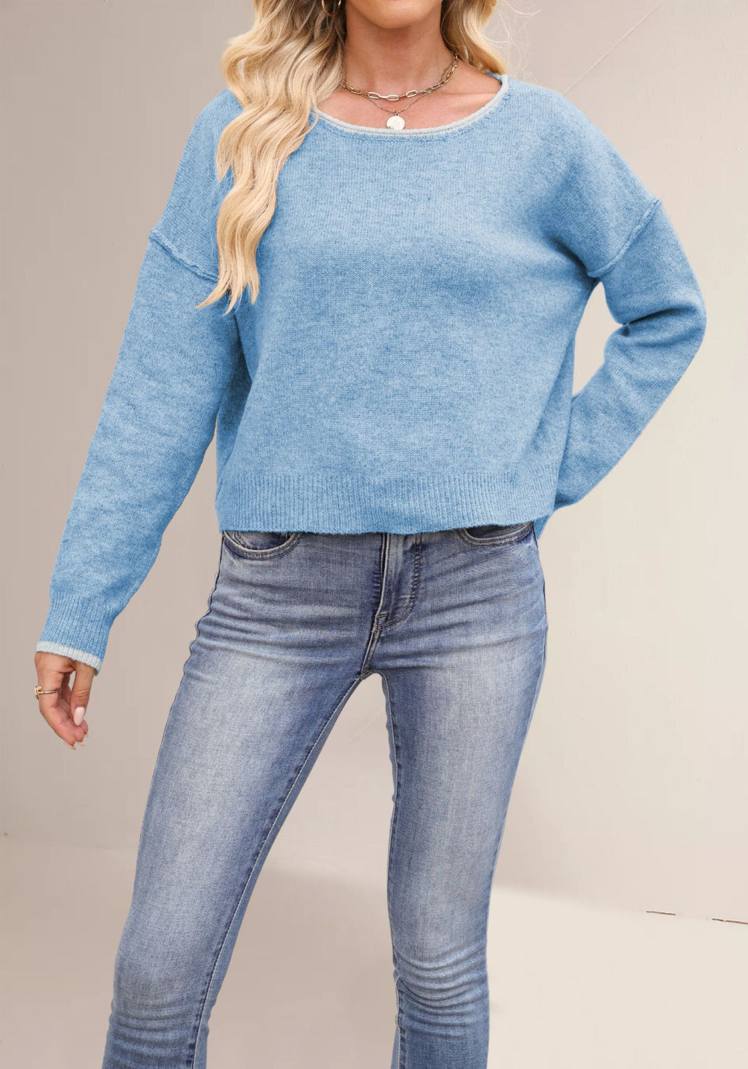 Damen lässiger Pullover mit weitem Schnitt und sanften Texturen Drune