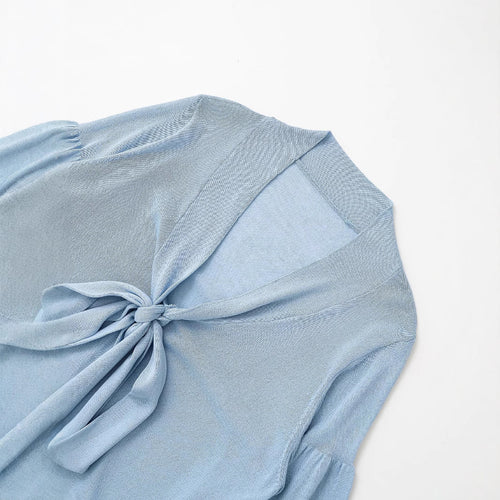 Damen Luftige Bluse mit romantischen Rüschendetails und Bindeband Drune